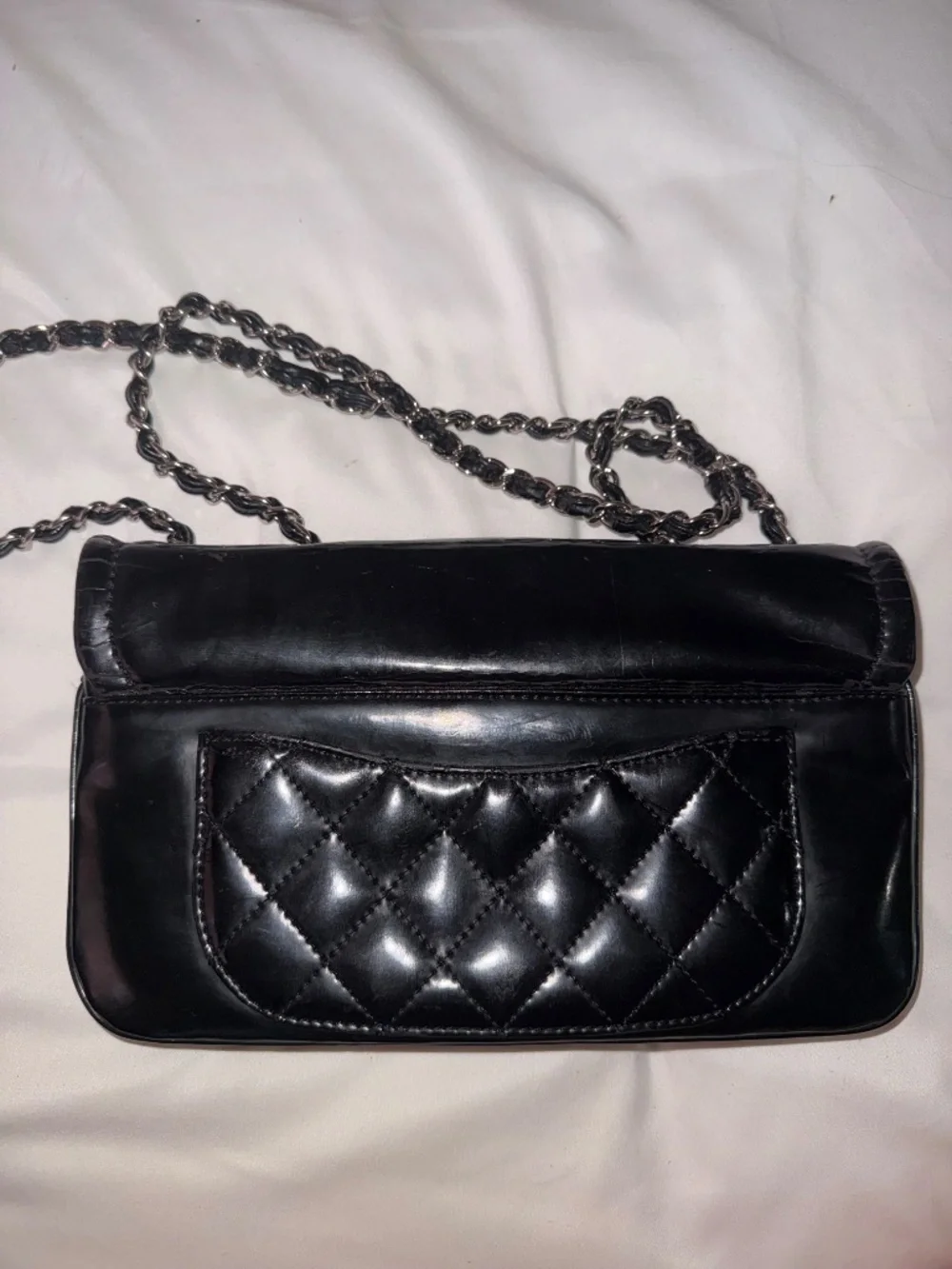 Vintage Chanel Black Leather Double Strap Bag